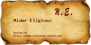 Mider Eligiusz névjegykártya